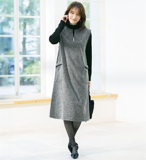 ルフラン（ルフラン）の「ツイード調ジャンパードレス＆トップスセット（ジャンパースカート）」｜ロング(ミックス系)