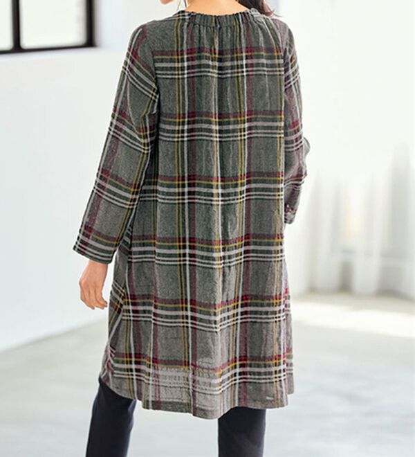 BELLUNA（ベルーナ）の「大人のモノトーンを楽しむチェック柄チュニックワンピース（チュニックワンピース）」｜詳細画像