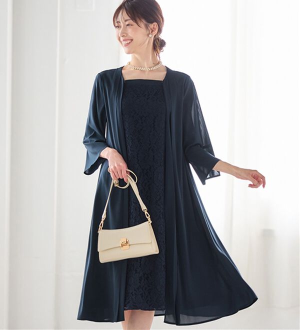 ルネ★レースが素敵なアンサンブル★正規品 華やかレース使いアンサンブル風ワンピース - ベルーナ【公式】