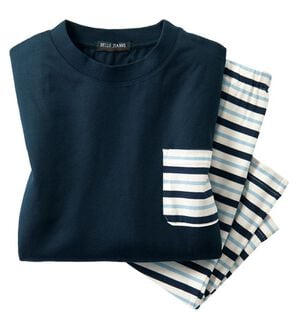 「綿混半袖ボーダーパジャマ（メンズルームウェア）」｜詳細画像