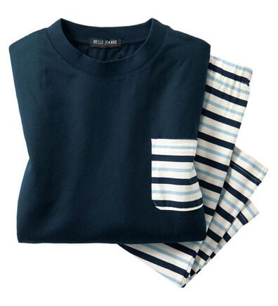 「綿混半袖ボーダーパジャマ（メンズルームウェア）」