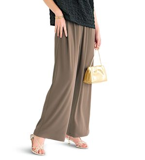 BELLUNA（ベルーナ）の「シャリさら！快適ドロストワイドパンツ（ワイドパンツ・ガウチョ）」｜モカ
