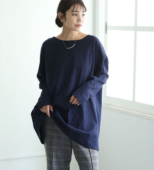 A HAPPY MARILYN（アハッピーマリリン）の「【Ｌ～８Ｌ】体型を選ばない！綿１００％定番バスクＴシャツ（Tシャツ）」｜詳細画像