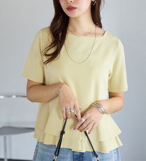 alotta（アロッタ）の「スクエアネックティアードトップス（カットソー）」｜イエロー