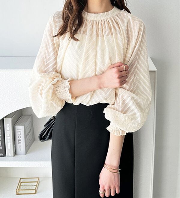 GeeRA（ジーラ）の「シアーシャギージャガードブラウス（ブラウス）」｜詳細画像