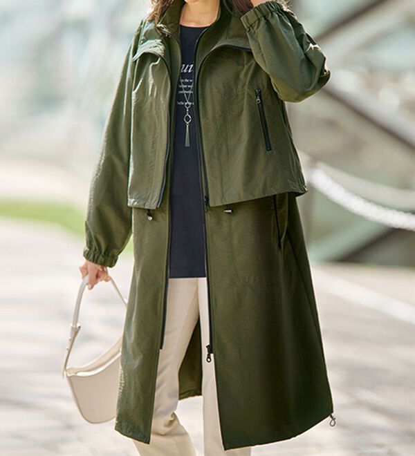 BELLUNA（ベルーナ）の「ビンテージ調素材ベスト付３ｗａｙ着回しライトコート（ロングコート）」｜詳細画像