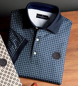 「＜デービッド　ヒックス　ゴルフ＞オリジナルモノグラムポロ（メンズポロシャツ）」｜ダークネイビー