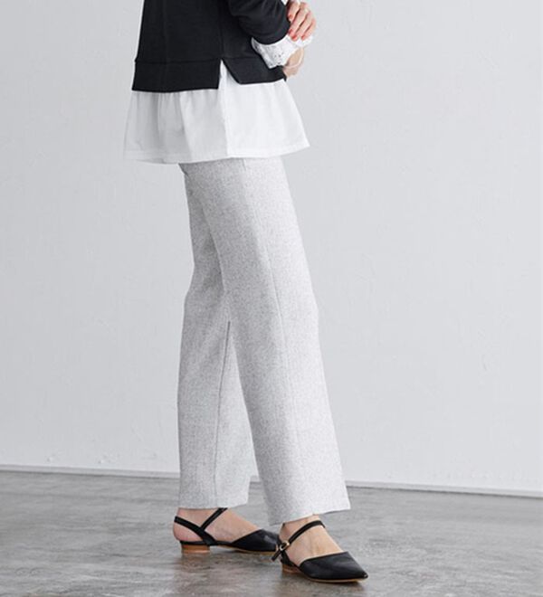 Pierrot（ピエロ）の「【選べる丈】サマーツイードセンタープレスパンツ（フルレングスパンツ）」｜詳細画像