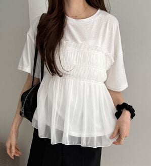 GeeRA（ジーラ）の「シアービスチェドッキングＴシャツ（カットソー）」｜オフホワイト