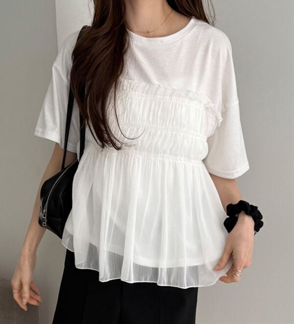 GeeRA（ジーラ）の「シアービスチェドッキングＴシャツ（カットソー）」｜オフホワイト