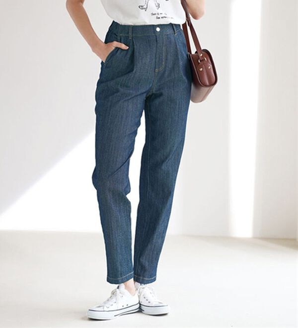 BELLUNA（ベルーナ）の「さらさら翡翠デニムパンツ（フルレングスパンツ）」｜インディゴ