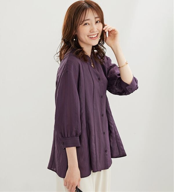 BELLUNA（ベルーナ）の「ドビー素材タック入りシャツチュニック（チュニック）」｜詳細画像