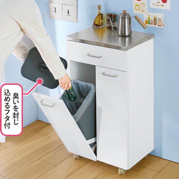 「完成品！ステンレス天板ダストボックス（ゴミ箱）」｜詳細画像