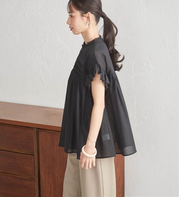 RANAN（ラナン）の「ピンタックフリルボイルブラウス（ブラウス）」｜詳細画像