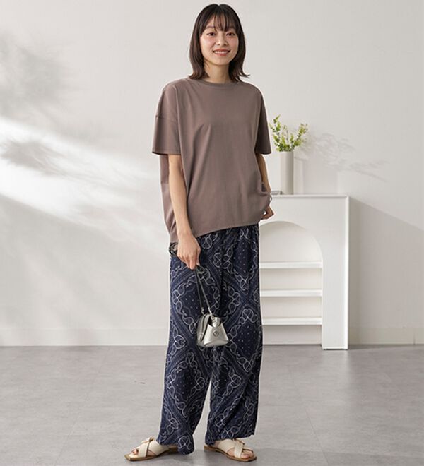 BELLUNA（ベルーナ）の「楊柳サラサラ素材プリントイージーパンツ（フルレングスパンツ）」｜詳細画像