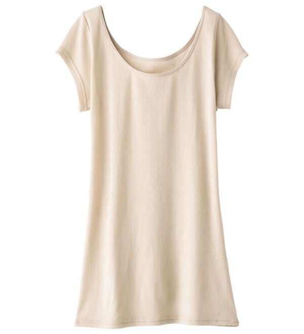 LAVIENNE（ラヴィエンヌ）の「【ムレ嫌いさん必見！】綿１００％涼しいフレンチスリーブインナー＜さらりラボ＞（肌着・インナーウェア）」｜ベージュ