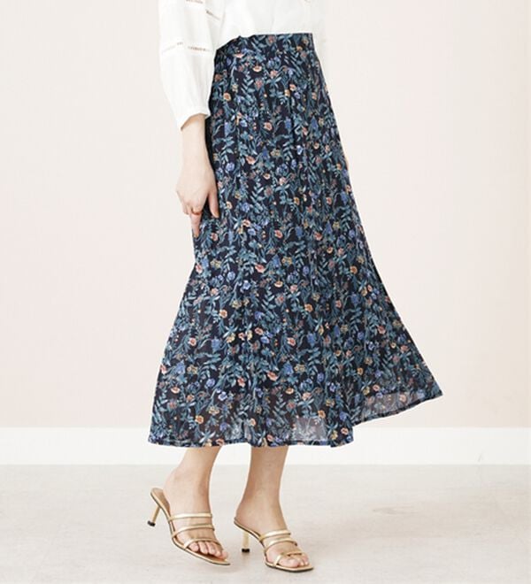 BELLUNA（ベルーナ）の「シフォン素材プリント使いスカート（ロングスカート）」｜詳細画像