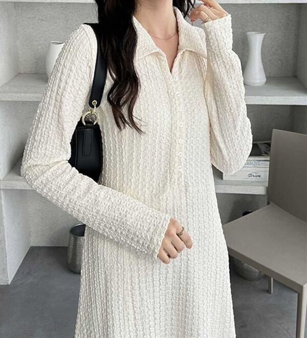 GeeRA（ジーラ）の「ポロ衿表面感素材マーメイドワンピース（カットソーワンピース）」｜詳細画像