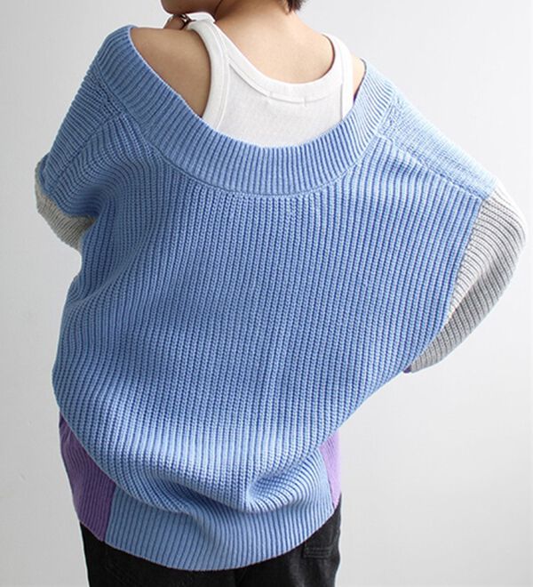 GeeRA（ジーラ）の「前後２ＷＡＹブロック配色ニット（ニットカーディガン）」｜詳細画像