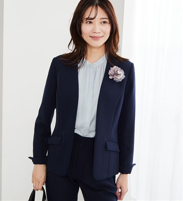 BELLUNA（ベルーナ）の「＜Ｃ／Ｓ＞ノーカラージャケット（ノーカラージャケット）」｜ネイビー