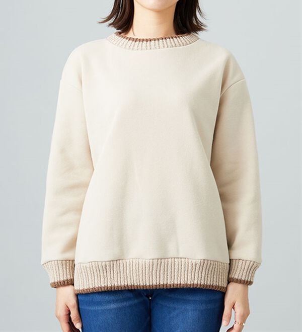 BELLUNA（ベルーナ）の「裏起毛素材ニット切替プルオーバー（カットソー）」｜詳細画像