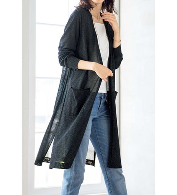 ルフラン（ルフラン）の「上品ロングカーディガン（ニットカーディガン）」｜黒