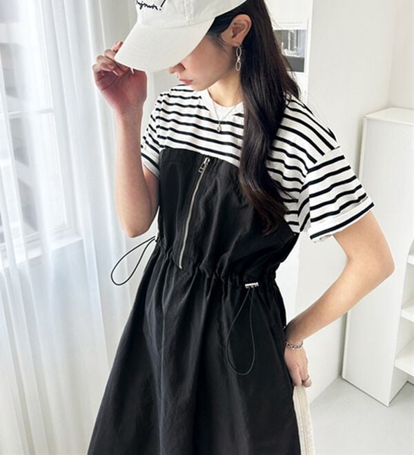 GeeRA（ジーラ）の「ハーフジップビスチェドッキングワンピース（その他ワンピース）」｜詳細画像