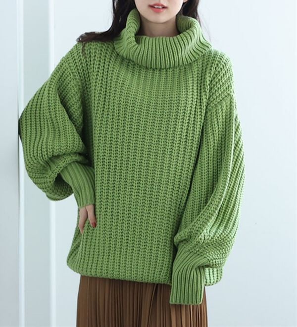 A HAPPY MARILYN（アハッピーマリリン）の「【Ｌ～４Ｌ】カラーを楽しむおしゃゆるチャンキーニット（ニット・セーター）」｜グリーン