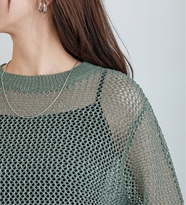 BELLUNA（ベルーナ）の「ラメメッシュニットプルオーバー（ニット・セーター）」｜詳細画像