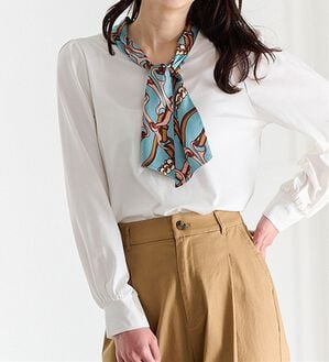 RANAN（ラナン）の「スカーフ付キレイ見えカットソーブラウス（ブラウス）」｜ホワイト系