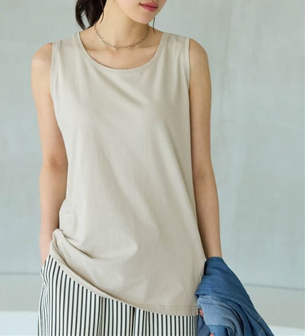 BELLUNA（ベルーナ）の「ヒンヤリ！綿１００％サマ見えタンクトップ（タンクトップ・キャミソール）」｜詳細画像