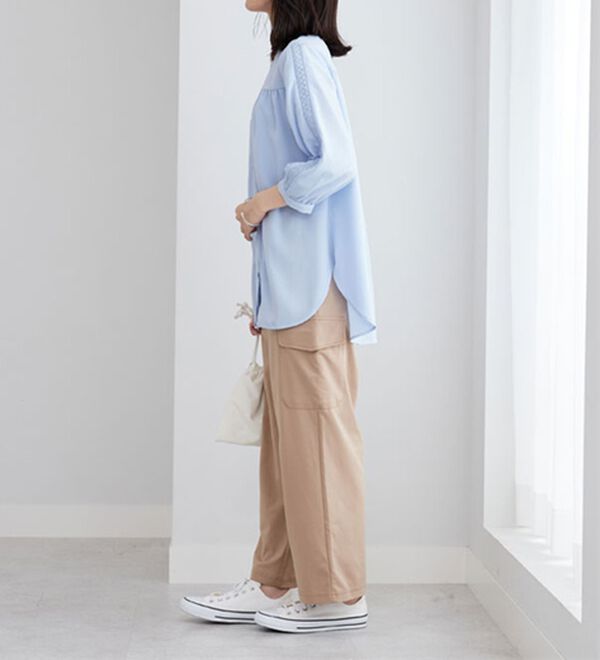 BELLUNA（ベルーナ）の「ビンテージ素材レース使いシャツチュニック（チュニック）」｜詳細画像