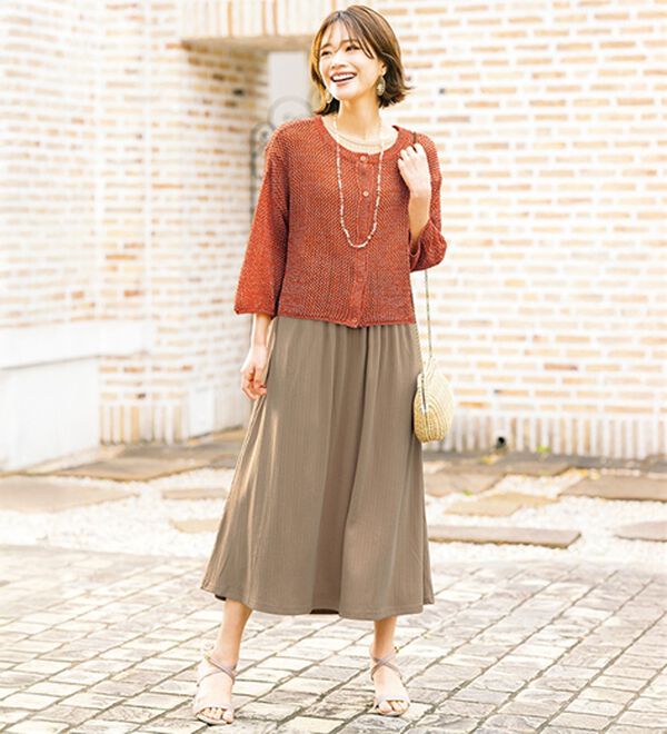 ルフラン（ルフラン）の「爽やか！メッシュニット＆ロングワンピース（アンサンブル）」｜詳細画像