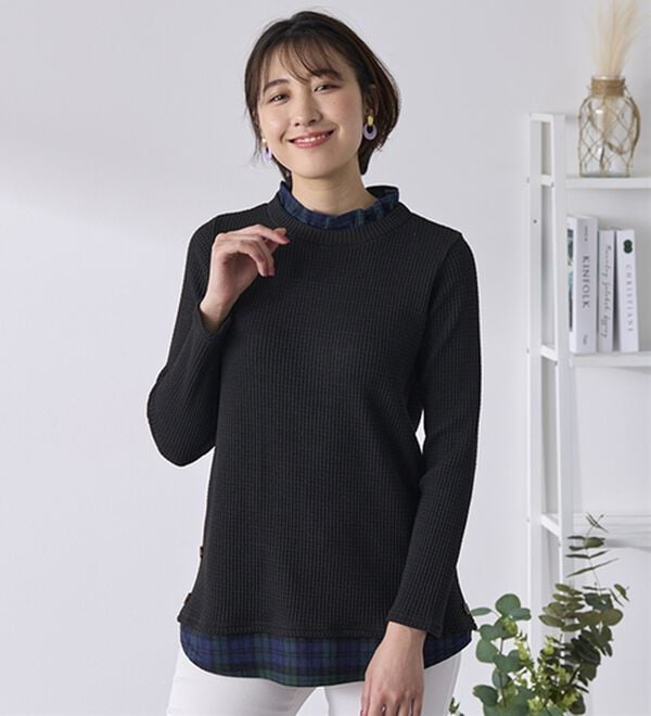 BELLUNA（ベルーナ）の「異素材重ね着風チュニック（チュニック）」｜詳細画像