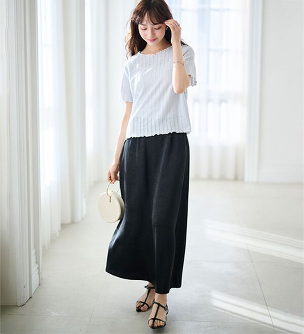 RANAN（ラナン）の「透かし柄メロー配色Ｔシャツ（カットソー）」｜詳細画像