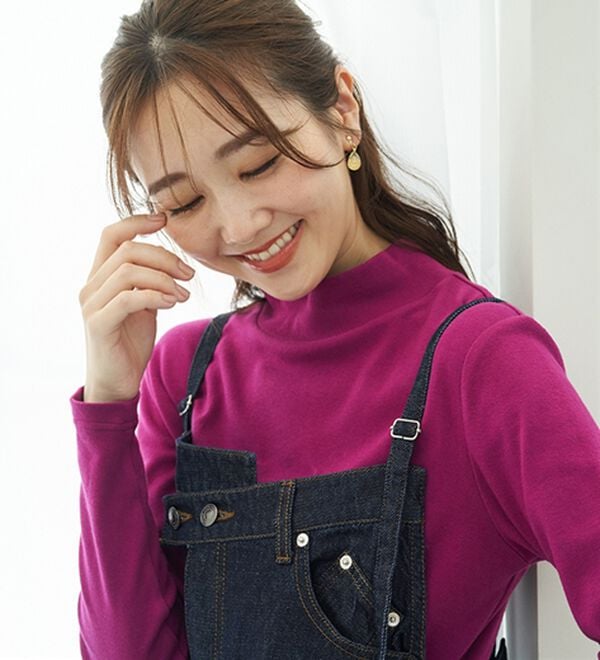 BELLUNA（ベルーナ）の「【選べる衿】肌に優しい綿１００％暖か発熱素材プルオーバー＜ベルホット　コットン＞（カットソー）」｜詳細画像