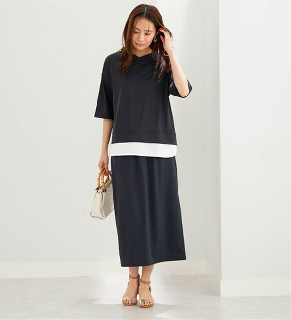 BELLUNA（ベルーナ）の「【セットアップ】重ね着風プルオーバー＆スカートセット（アンサンブル）」｜詳細画像