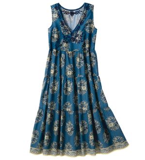 ルフラン（ルフラン）の「優美なインド綿１００％ワンピース（その他ワンピース）」｜ブルー系