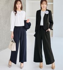 alotta（アロッタ）の「【ブラウス付き３点セット】洗える！多機能セットスーツ（パンツスーツ）」