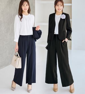 alotta（アロッタ）の「【ブラウス付き３点セット】洗える！多機能セットスーツ（パンツスーツ）」｜詳細画像