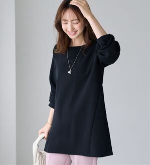 alotta（アロッタ）の「大人上品Ａラインシルエット裏起毛ブラウスチュニック（チュニック）」｜ネイビー