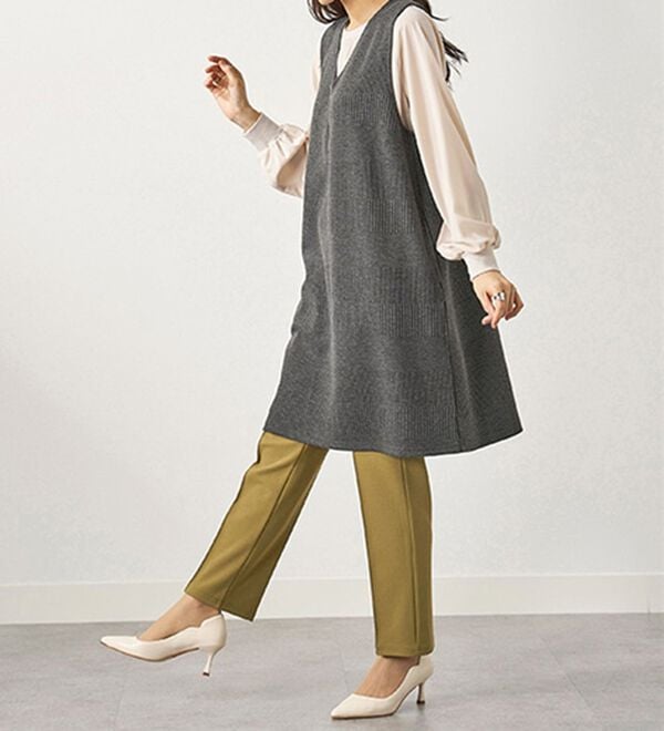 BELLUNA（ベルーナ）の「ボーダージャカード素材ジャンパースカート（ジャンパースカート）」｜詳細画像