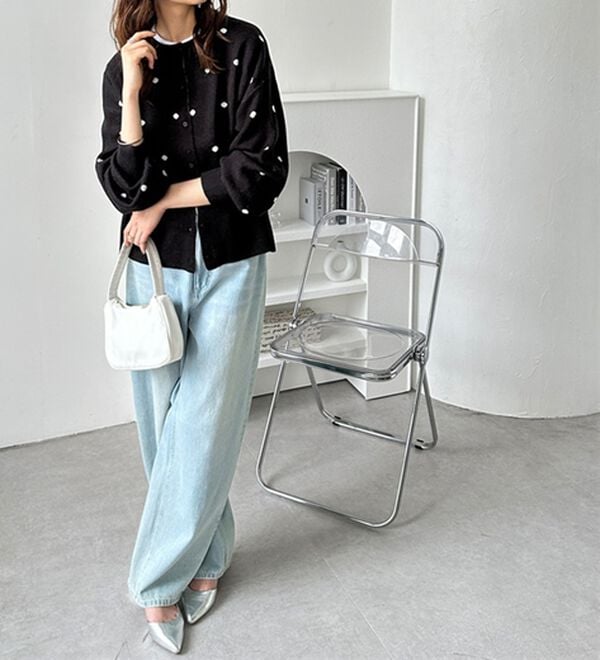 GeeRA（ジーラ）の「ドット柄カーディガン（ニットカーディガン）」｜詳細画像