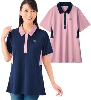 「【２色組】ドライメッシュのＵＶ配色チュニックポロシャツ（ポロシャツ）」｜詳細画像