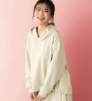 BELLUNA（ベルーナ）の「【ＳＭＡＲＴ　ＥＣＯ　ＪＥＲＳＥＹ】異素材切替フーディープルオーバー（カットソー）」｜詳細画像