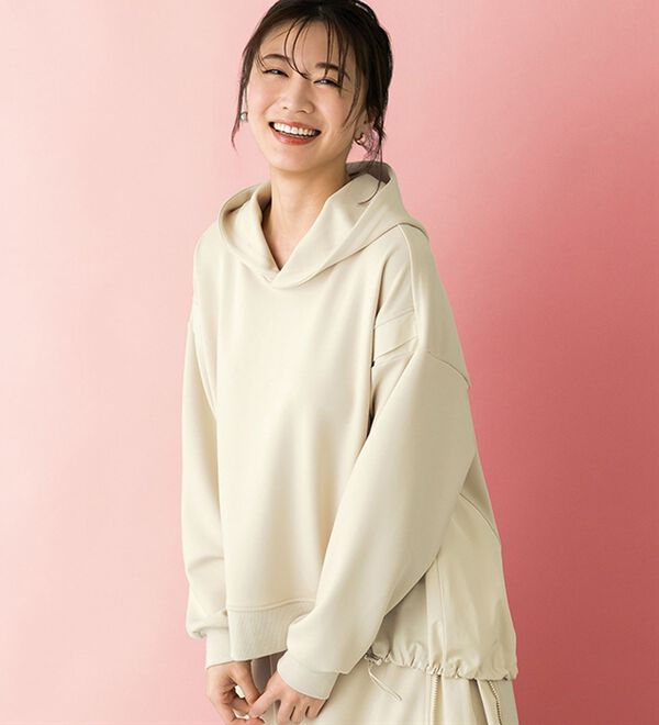 BELLUNA（ベルーナ）の「【ＳＭＡＲＴ　ＥＣＯ　ＪＥＲＳＥＹ】異素材切替フーディープルオーバー（カットソー）」｜詳細画像