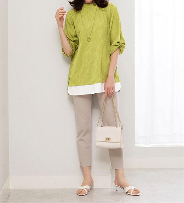 BELLUNA（ベルーナ）の「裾切替波柄ジャカード素材プルオーバー（カットソー）」｜詳細画像