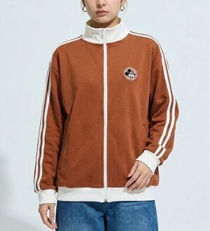 「＜Disney＞【ミッキー＆ミニー】フェイス刺しゅう裏毛トラックジャケットキャメル（ミッキー）（パーカー）」｜キャメル（ミッキー）