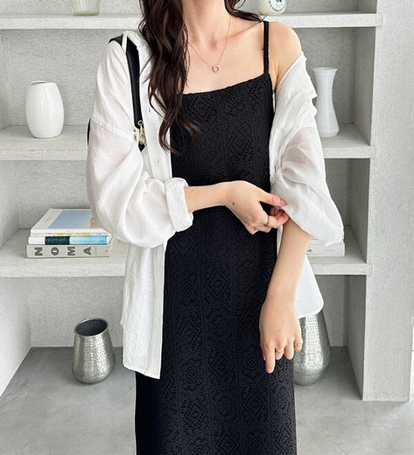 GeeRA（ジーラ）の「前後２ＷＡＹパネルレースキャミワンピース（その他ワンピース）」｜詳細画像