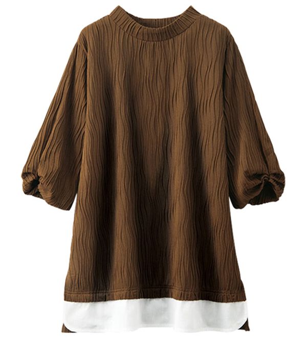 BELLUNA（ベルーナ）の「裾切替波柄ジャカード素材プルオーバー（カットソー）」｜詳細画像